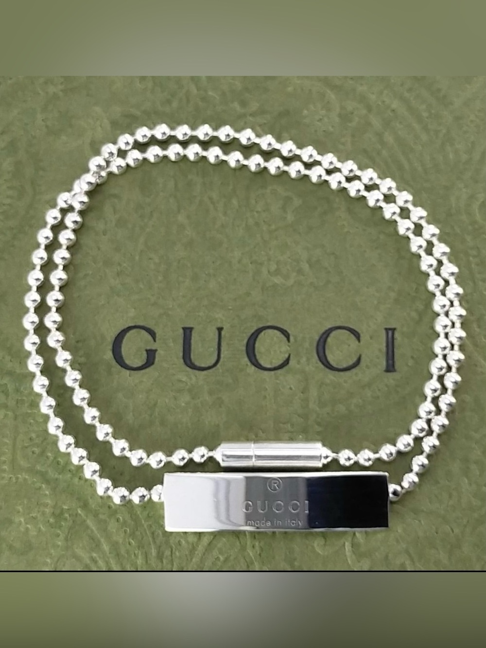 Gucci Silver ID Plate Ball Chain Double Wrap Bracelet/Choker - Picture 4 of 8